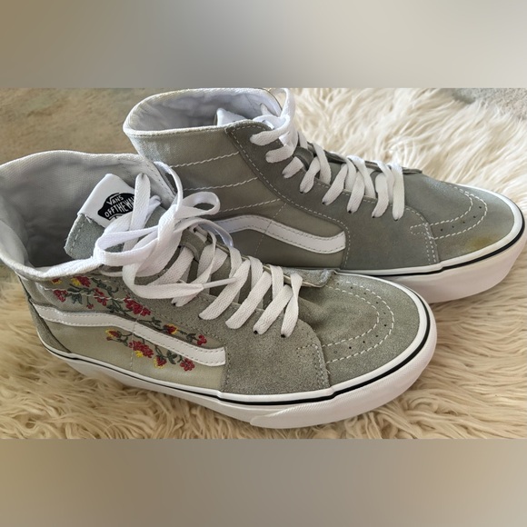 Vans Sk8-Hi Tapered Stackform Floral Embroidery Platform Shoes Womens 9.5 Mens 8 - Picture 1 of 14